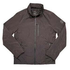 TECH by Tumi Brown Full-Zip Waterproof Hidden Hood Packable Jacket Mens Small
